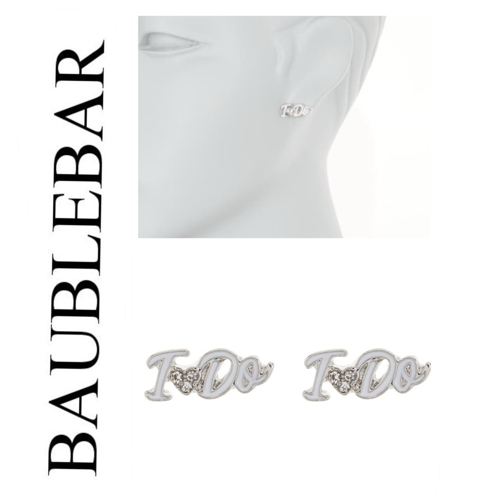 🐘 Genuine Crystal “I Do” Stud Earrings